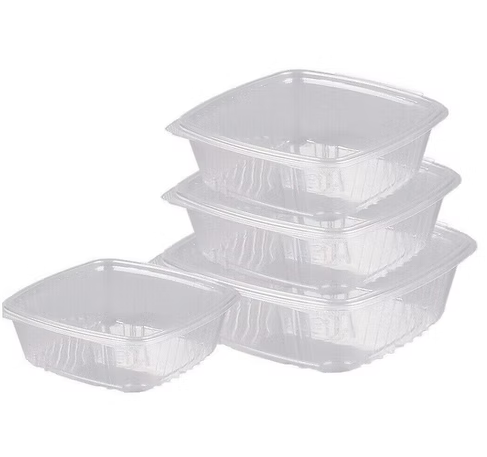 300 x Hinged lid Salad Container 375cc Clear Plastic Food Takeaway Storage